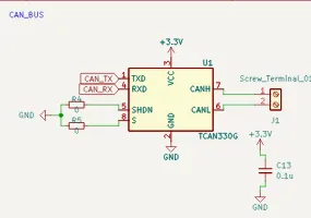 TCAN330G CAN transceiver section